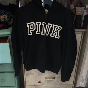 PINK Victoria's Secret Black Zip-Up Hoodie